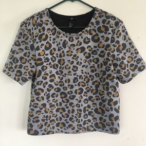 H&M Neoprene Cheetah Print Boxy Top